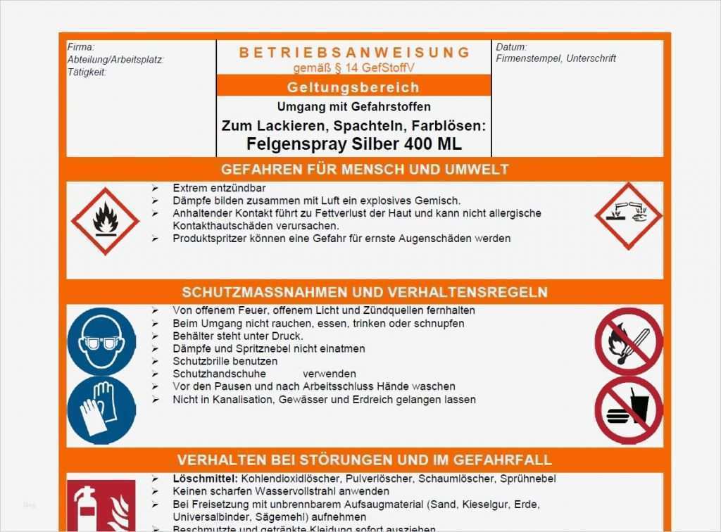 Vorlage Betriebsanweisung Gefahrstoffe Erstaunlich Sifa News