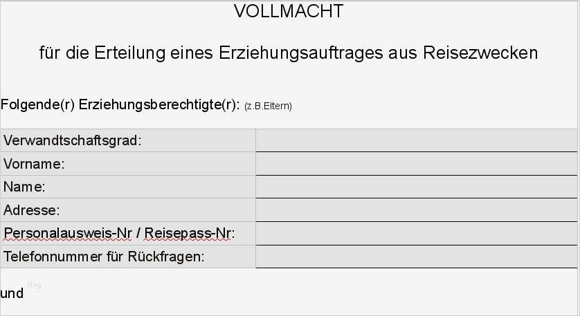 Vollmachtsformular wenn Kinder mit Verwandten Freunden