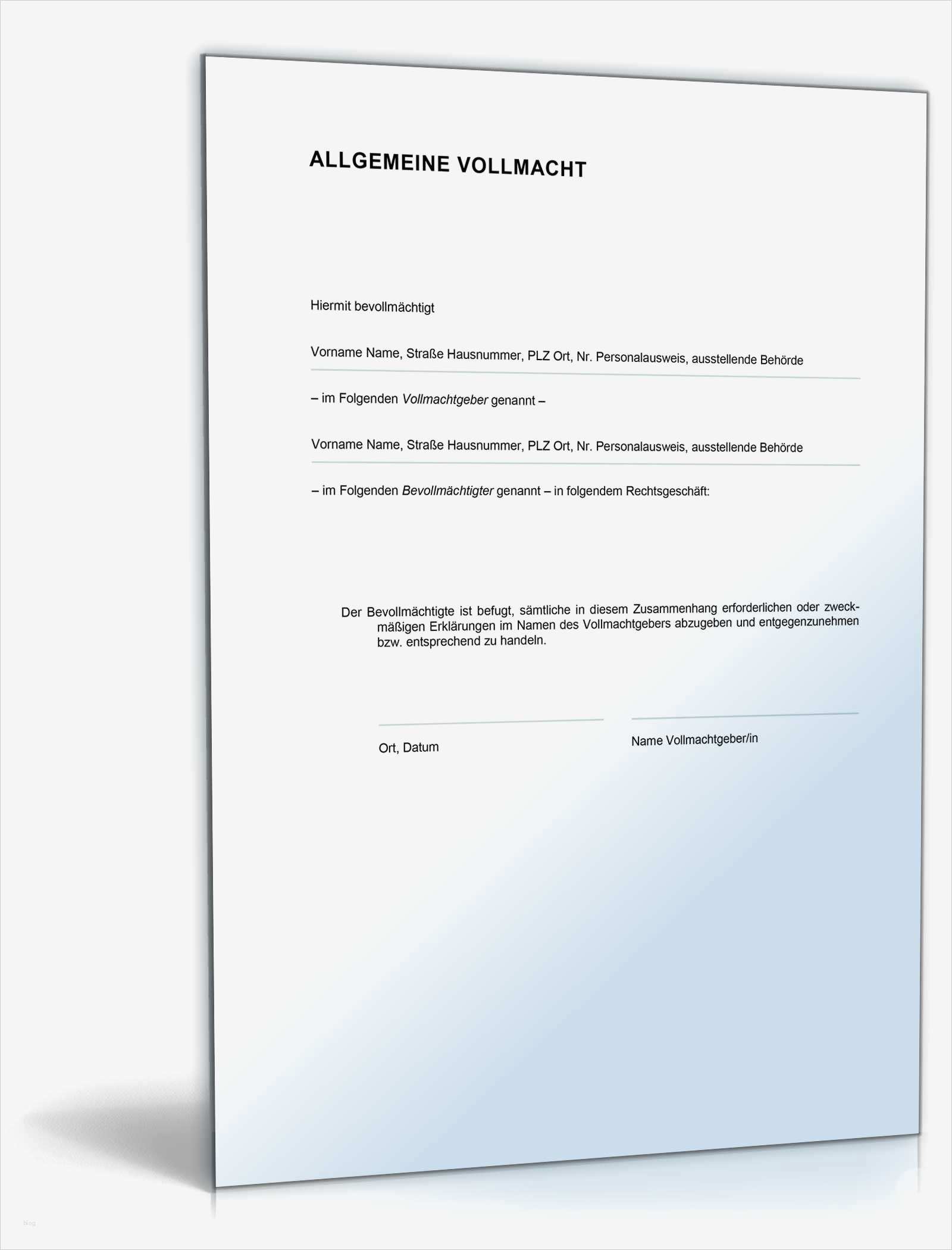 Einmalige Bankvollmacht