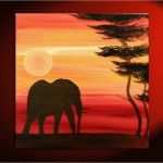 Aquarellbilder Vorlagen Modern Wunderbar Elephant Painting Sunset Silhouette African Acacia Tree