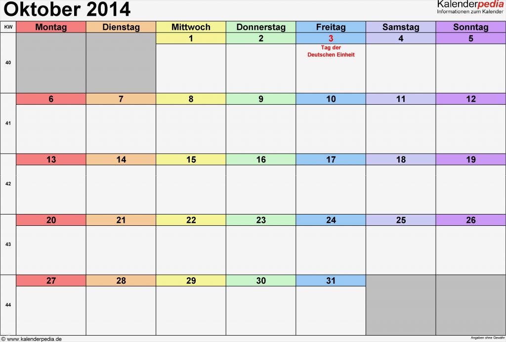 Arbeitsplan Vorlage  Monat Sch nste Kalender  Oktober  2014 