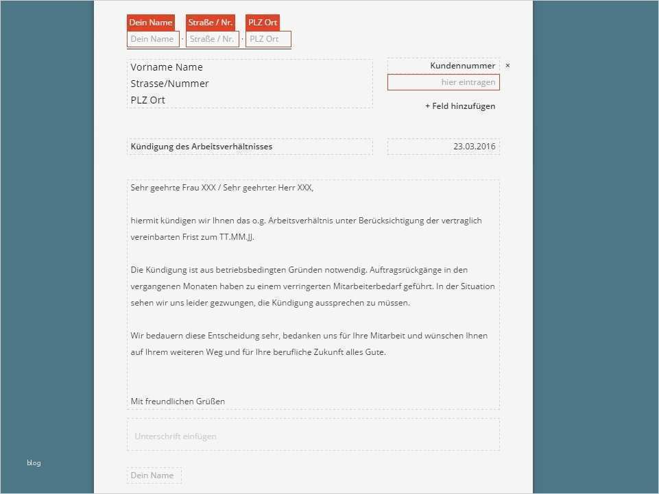 Arbeitsvertrag durch Arbeitgeber Kündigung Vorlage