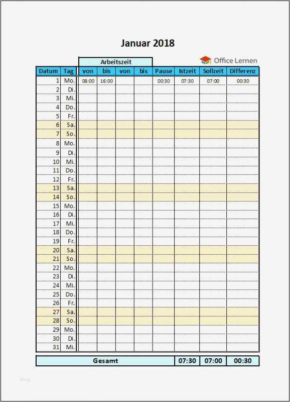 Arbeitszeitnachweis Vorlagen für Excel Download