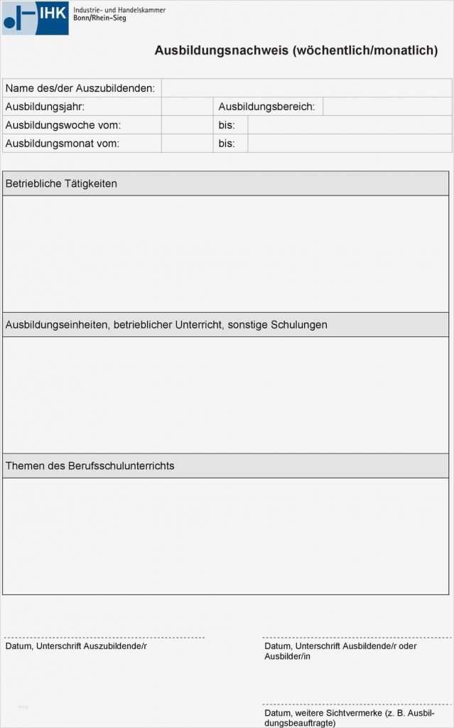 Ausbildungsnachweis Ihk Vorlage Erstaunlich Der Ausbildungsnachweis
