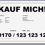 Auto Verkaufen Vorlage Fabelhaft Gratis Kfz Preisschild Fürs Auto Word Datei