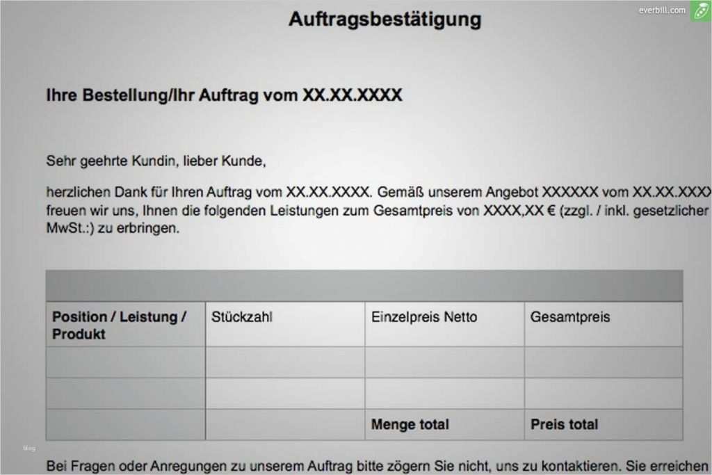 Bestellung Vorlage Word Süß Auftragsbestätigung Muster Und Gratis Word Vorlage