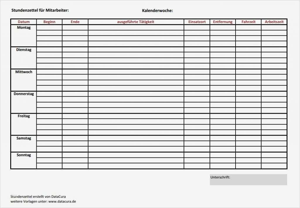 Besuchsbericht Vorlage Kostenlos Hübsch Stundenzettel ...