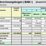 Betriebsabrechnungsbogen Vorlage Erstaunlich Betriebsabrechnungsbogen Bab