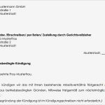 Betriebsbedingte Kündigung Vorlage Erstaunlich Muster Einer Betriebsbedingten Kündigung Zum sofort