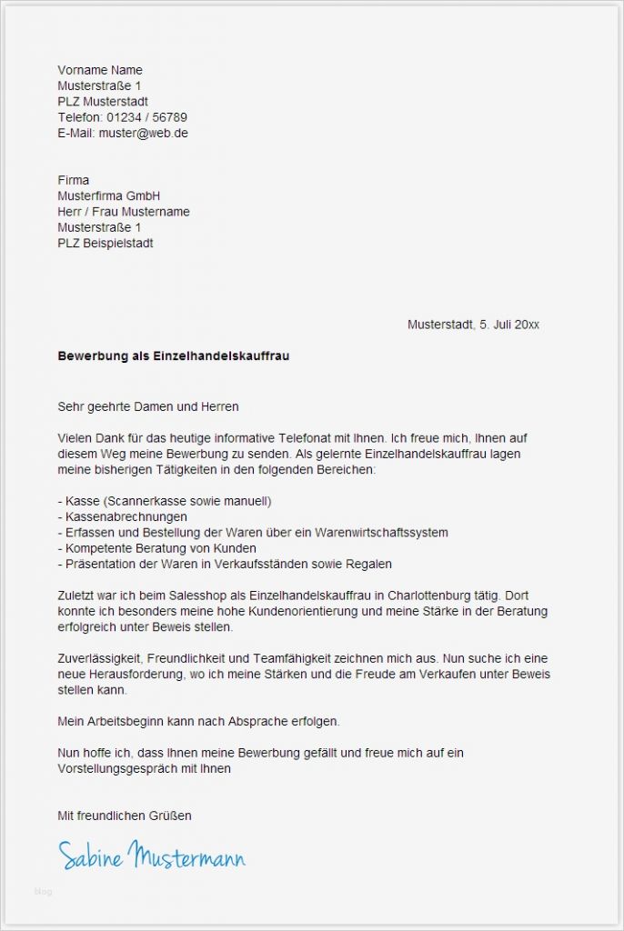 Bewerbung Für Einzelhandelskaufmann Vorlage Beste Bewerbungsschreiben