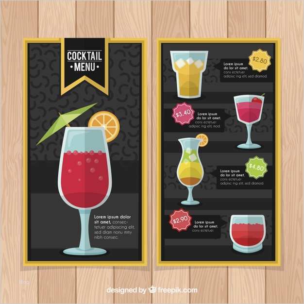 Cocktailkarte Vorlage Cool atemberaubend Cocktail Menüs Vorlagen Bilder