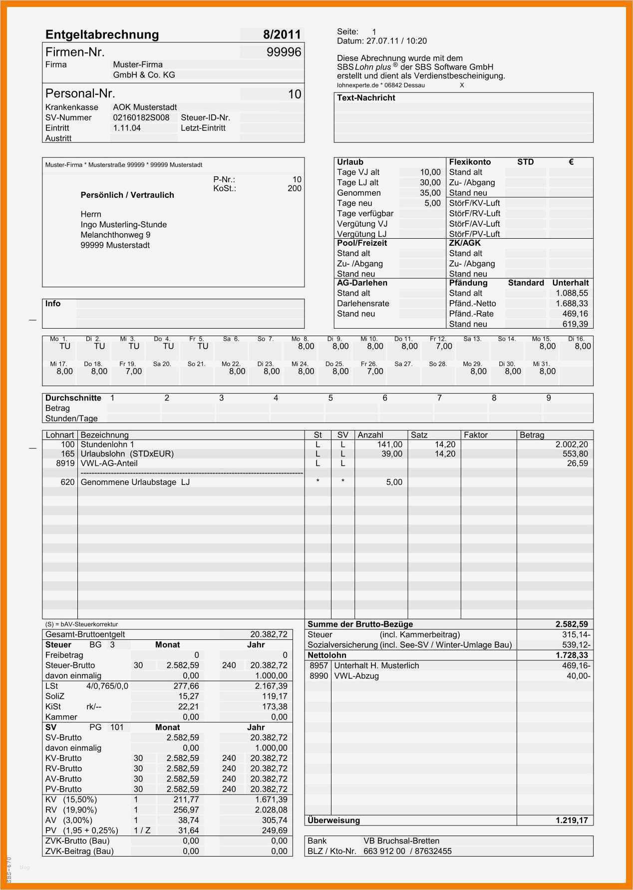 Datev Abrechnung Vorlage Cool 8 Lohnabrechnung Pdf - Vorlage Ideen