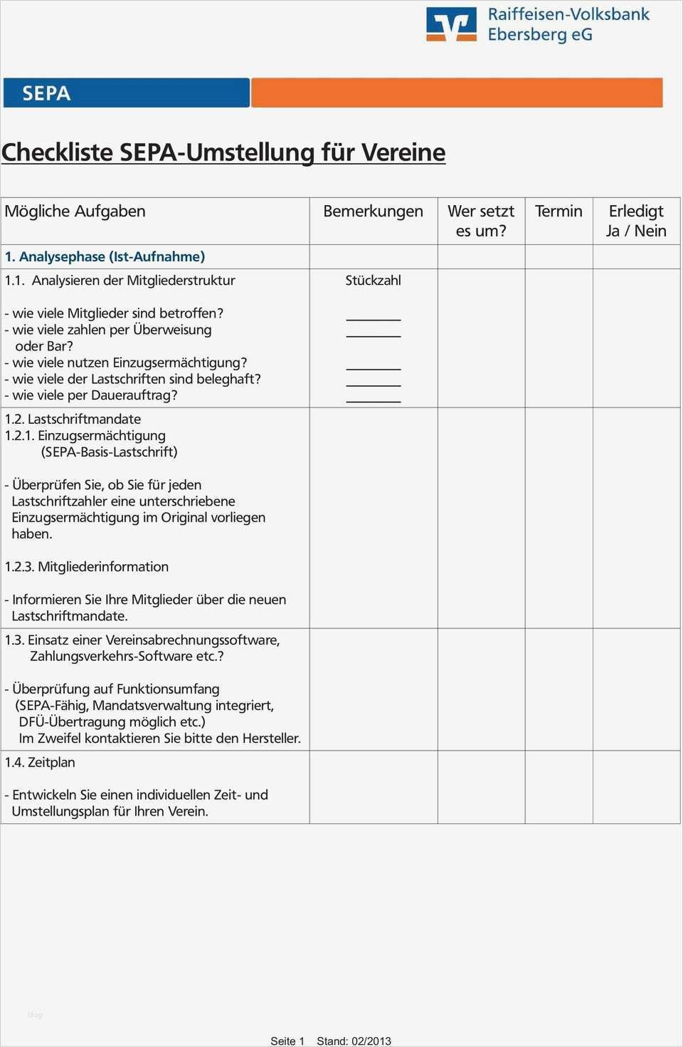 Einzugsermächtigung Vorlage Sepa Neu Sepa Für Vereine Was ...