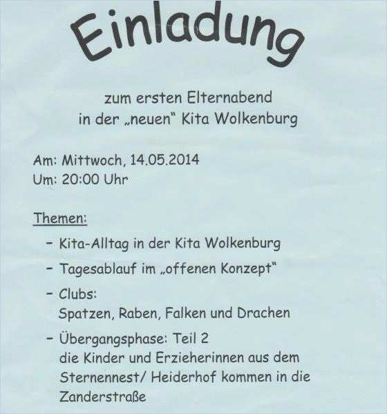 Einladung Zum Elternabend Im Kindergarten Muster