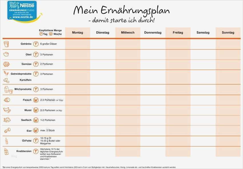 Ernährungsplan Vorlage Beste Ernährung Erfolgreich ...