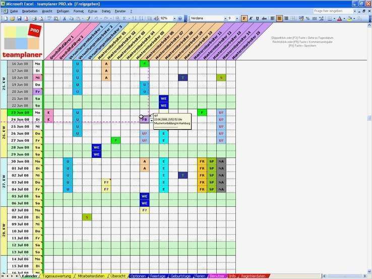 Excel Mitarbeiterplanung Vorlage Schönste Teamplaner 250 Download  Vorlage Ideen