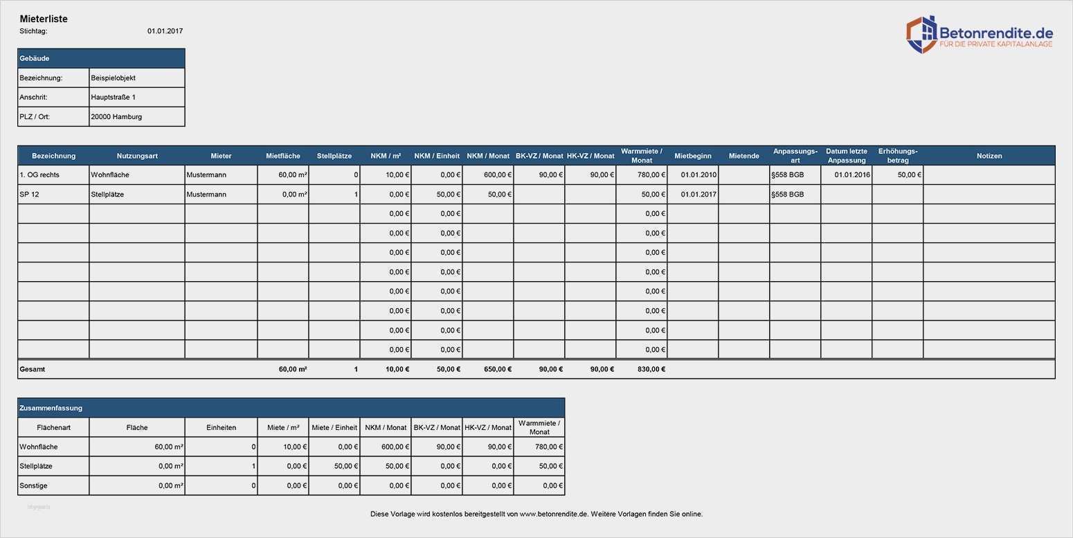 Excel Vorlage Betriebskostenabrechnung Gut Vermieter ...