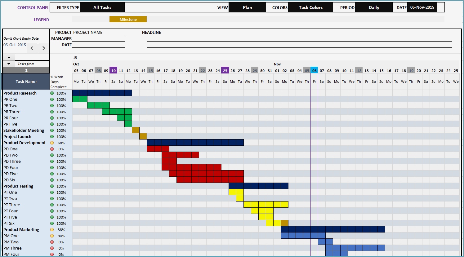 Gantt Diagramm Kalender 