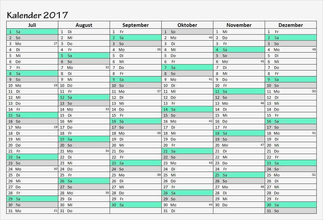 Kalender 2017 Vorlagen zum Ausdrucken PDF Excel JPG