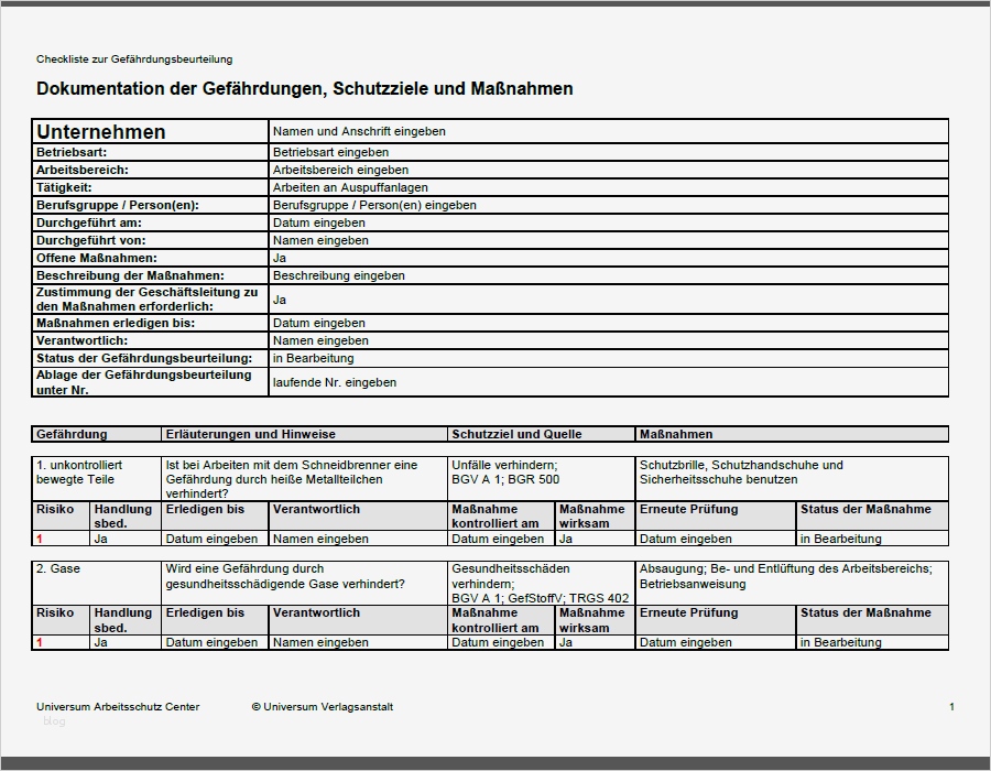 Gefährdungsbeurteilung Erweitern Ändern Warten und