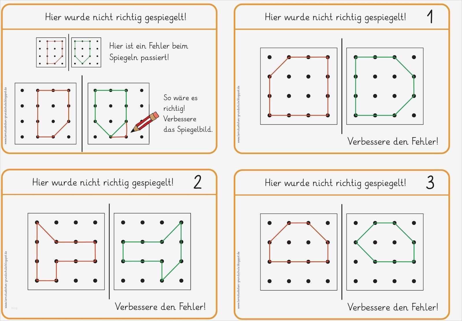 Lernstübchen Spiegeln am Geobrett Fehler finden 1