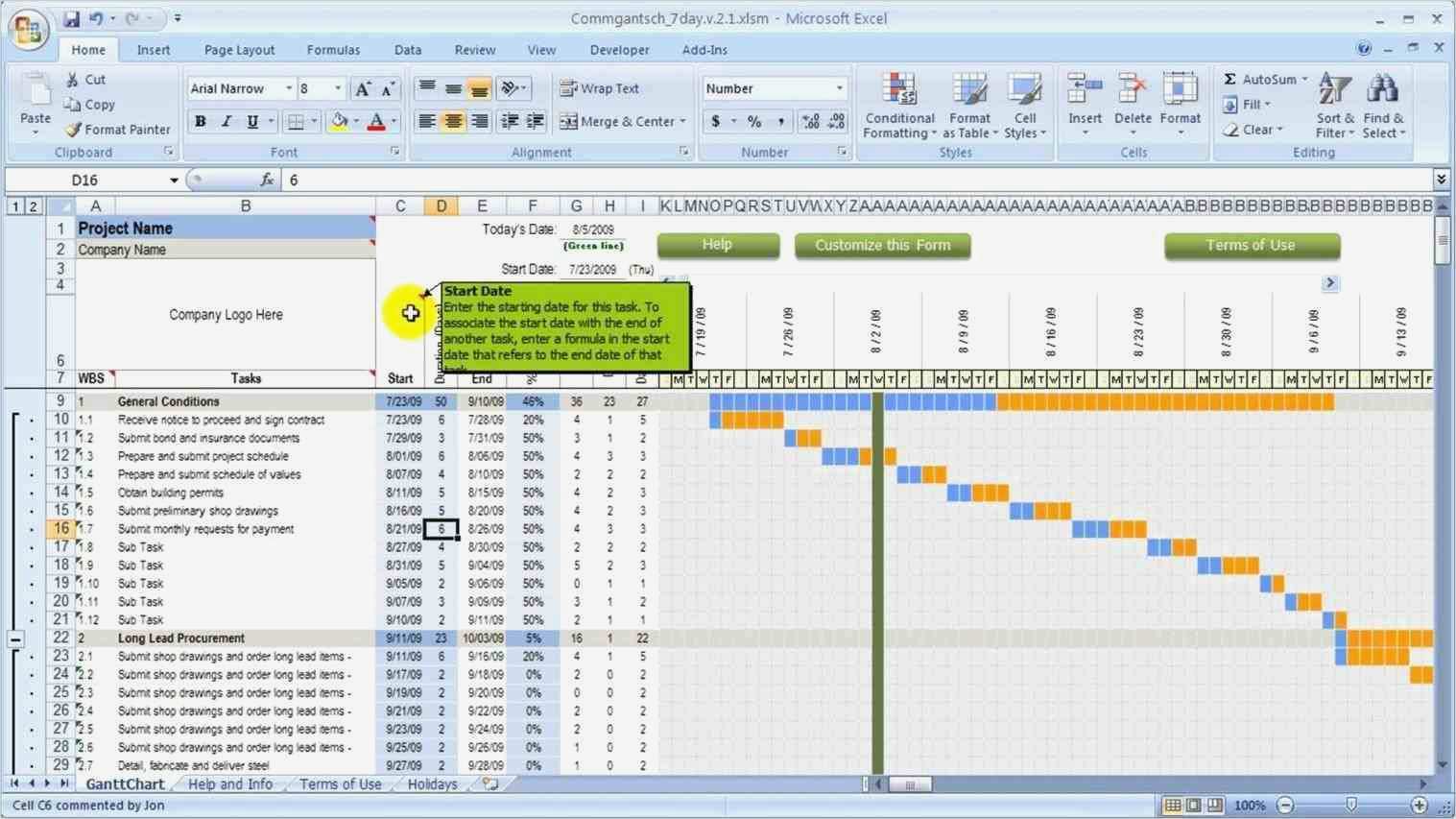 Download Gantt Chart Excel Vorlage