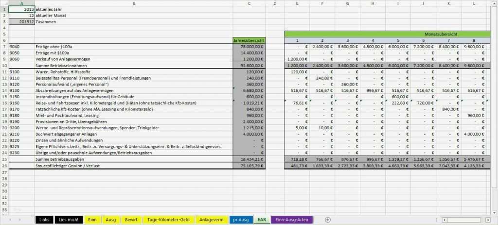 Gewinnermittlung Nach 4 Abs 3 Estg Excel Vorlage Angenehm Charmant ...