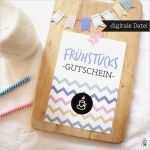 Gutschein Frühstück Vorlage Süß Gutschein Frühstück Muttertag Postkarte Printable