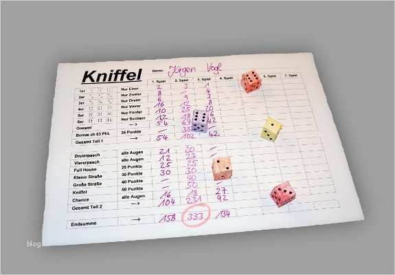 Kniffel lustiges Würfelspiel für Kinder