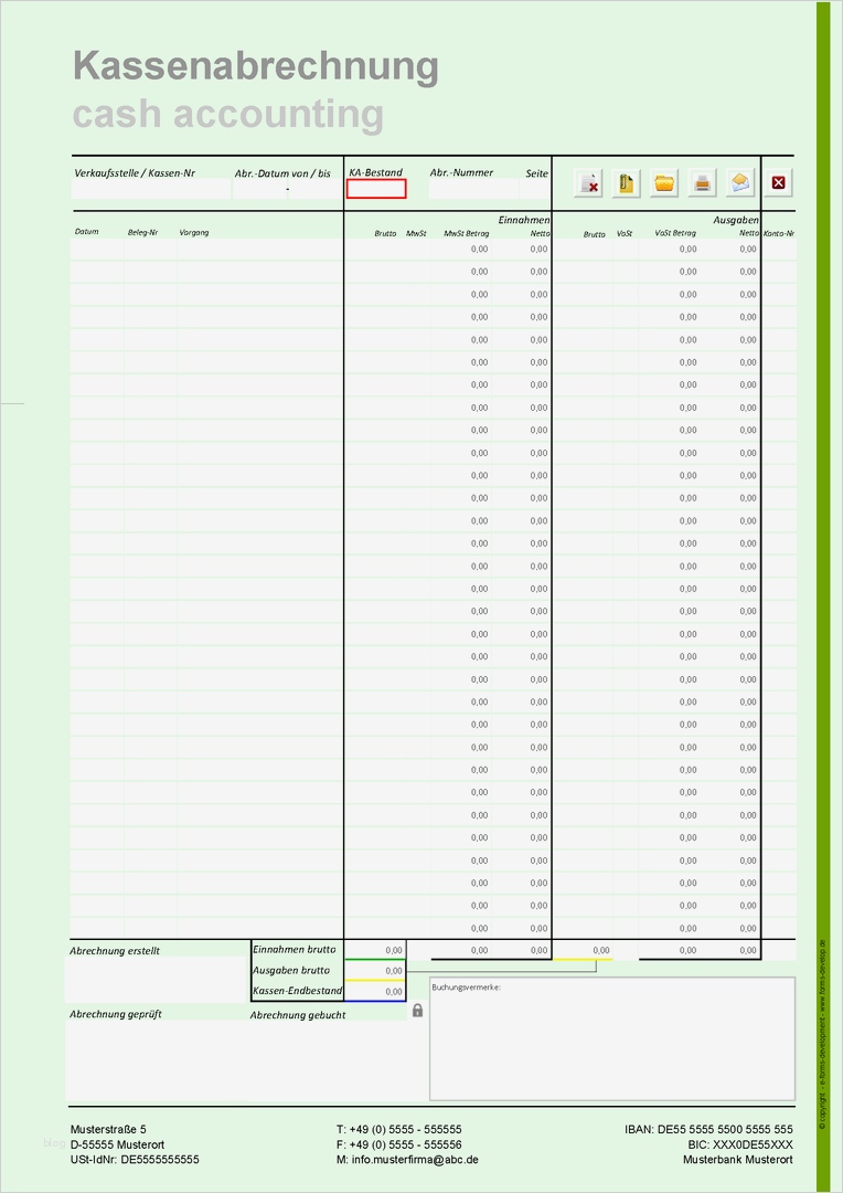 Kassenbuch Vorlage Pdf Kostenlos Luxus Kassenabrechnung ...