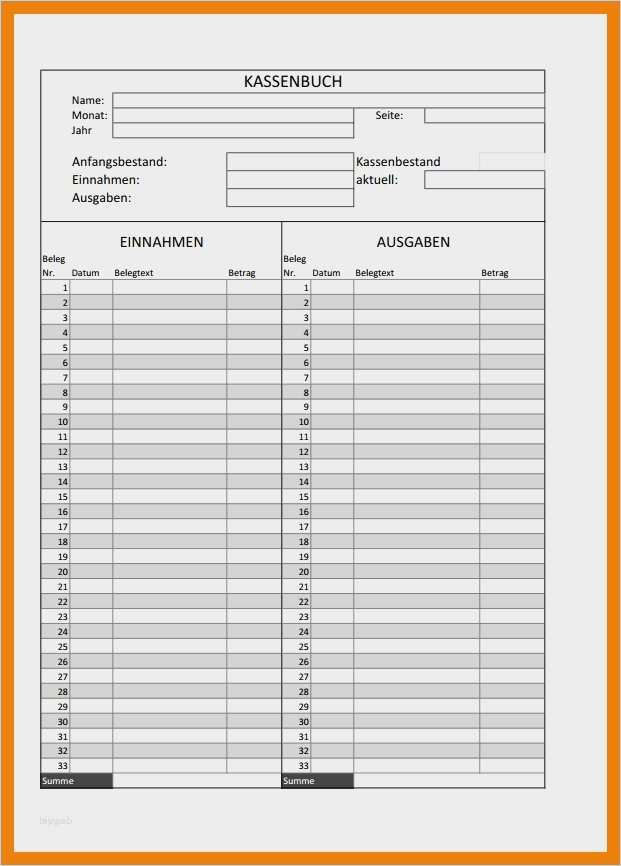 Kassenbuch Vorlage Zum Ausdrucken Erstaunlich 8 Kassenbuch