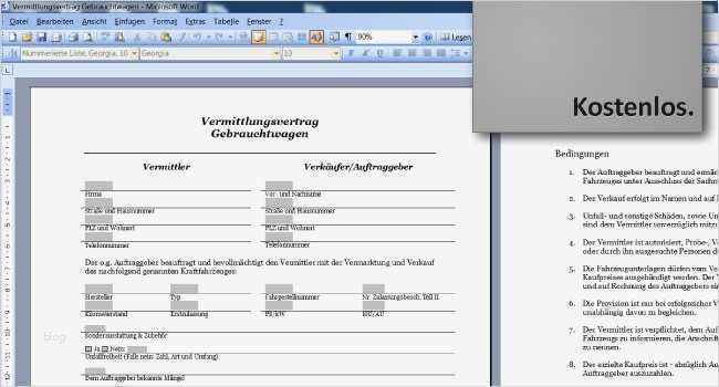 Gratis Vorlage Kfz Vermittlungsvertrag Gebrauchtwagen