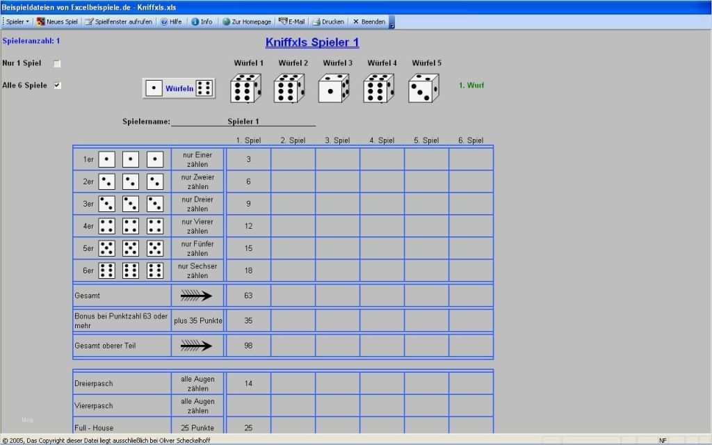 Kniffel Vorlage Drucken Gut Eigene Programme 002 Kniffxls Spiel