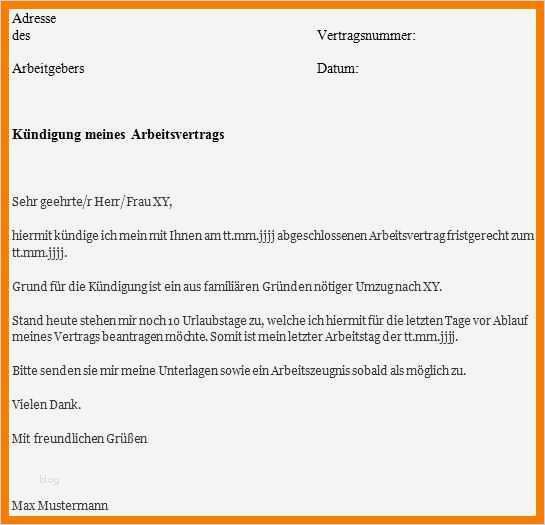 Kündigung An Arbeitgeber Vorlage Erstaunlich 11 Kündigung ...