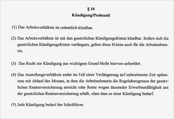 Vertragliche Kündigungsfrist für Arbeitnehmer verkürzbar