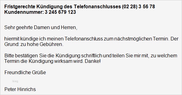 Kündigung Telefon fice Lernen