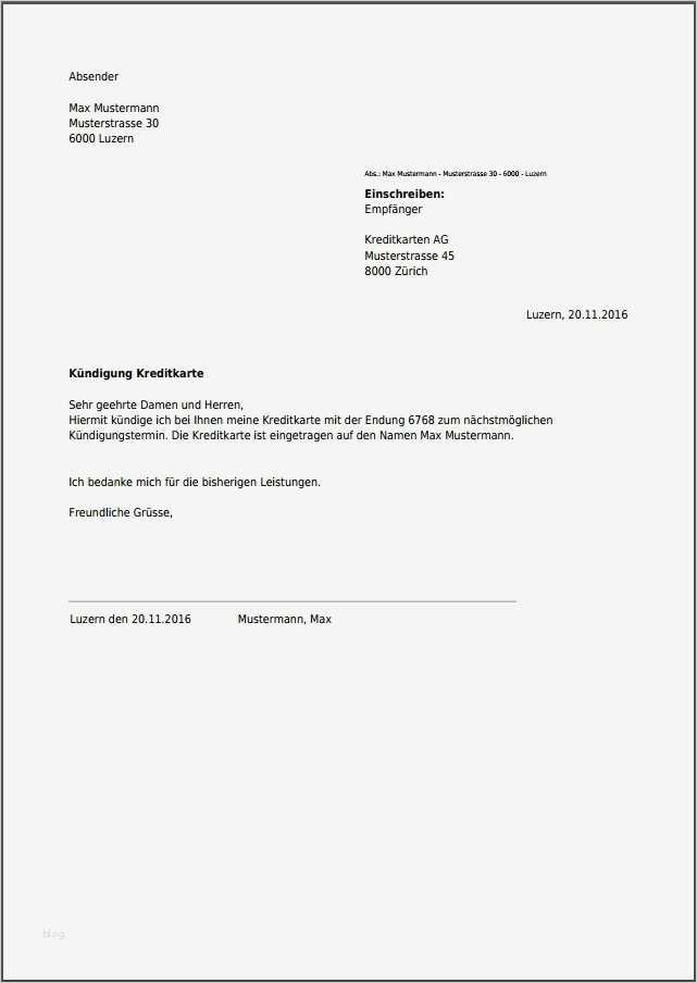 Kündigung für Kreditkarte kostenlos als PDF erstellen