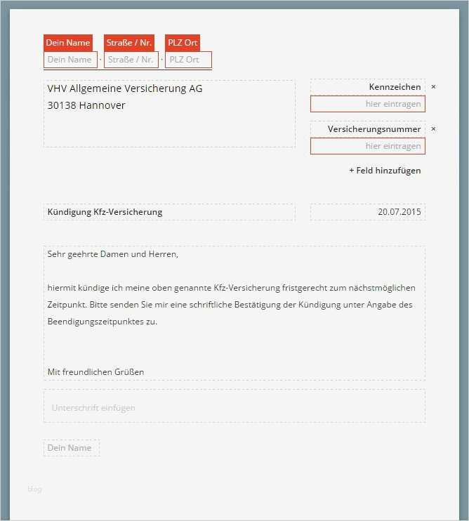 Kündigung Kfz Versicherung Vorlage