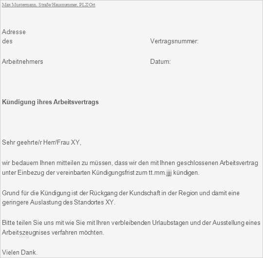 Kündigungsschreiben Arbeitnehmer Vorlage Gut Kündigungsschreiben Arbeitgeber Zum Download