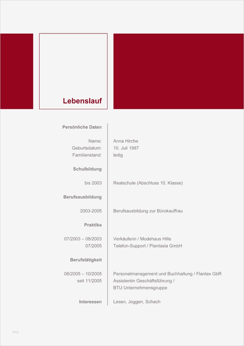 Lebenslauf Layout Download