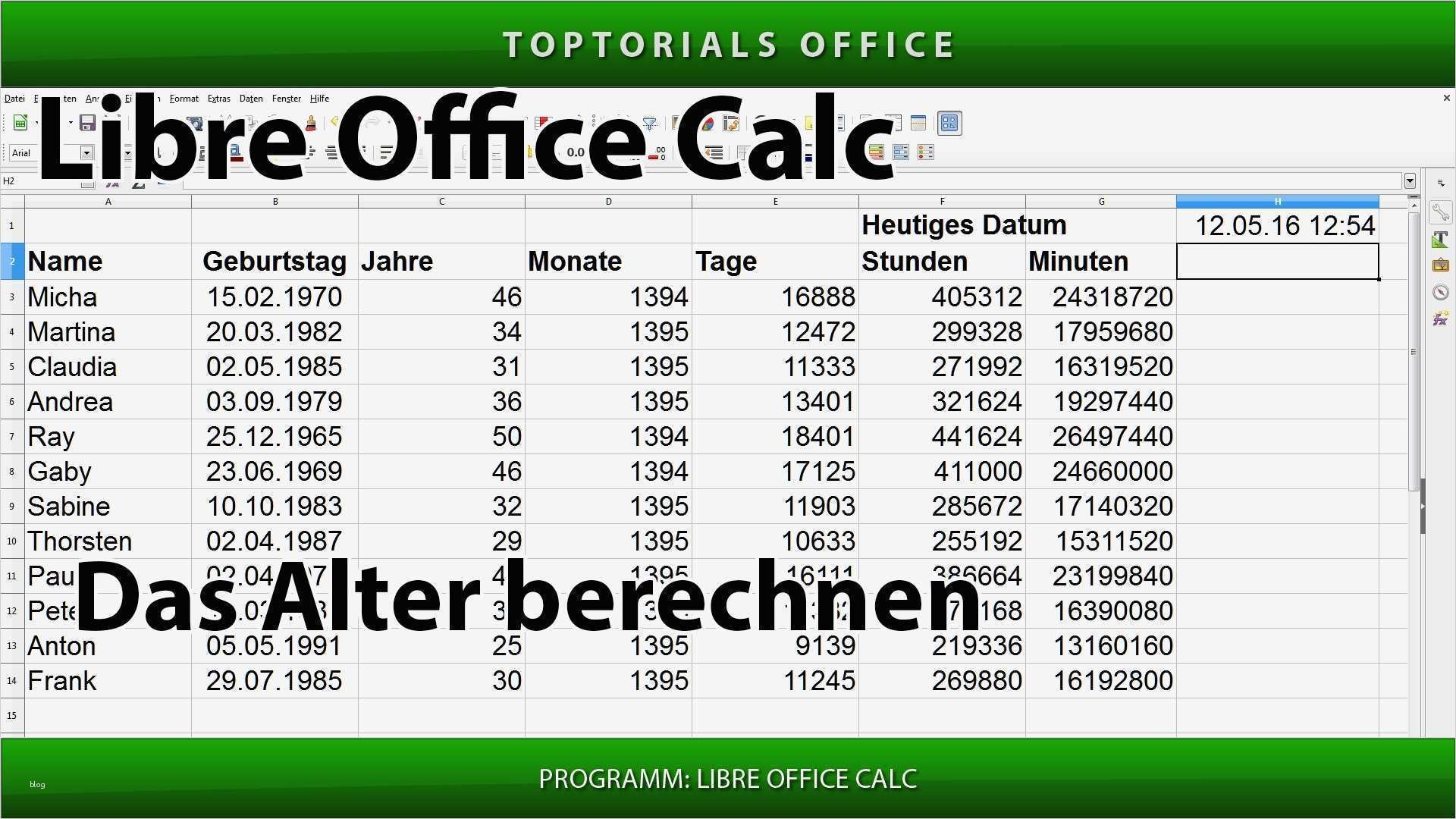 Libreoffice Calc Vorlagen Schönste Das Alter Berechnen ...