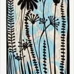 Linolschnitt Vorlagen Cool Linocut Print Meadow Sky Blue Pink Lavender Flowers