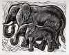 Linolschnitt Vorlagen Gut African Elephants Linocut Print