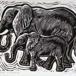 Linolschnitt Vorlagen Gut African Elephants Linocut Print