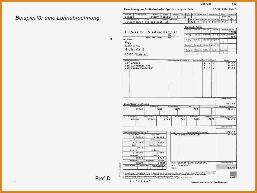 Lohnabrechnung Vorlage Luxus 9 Gehaltsabrechnung Muster | Vorlage Ideen