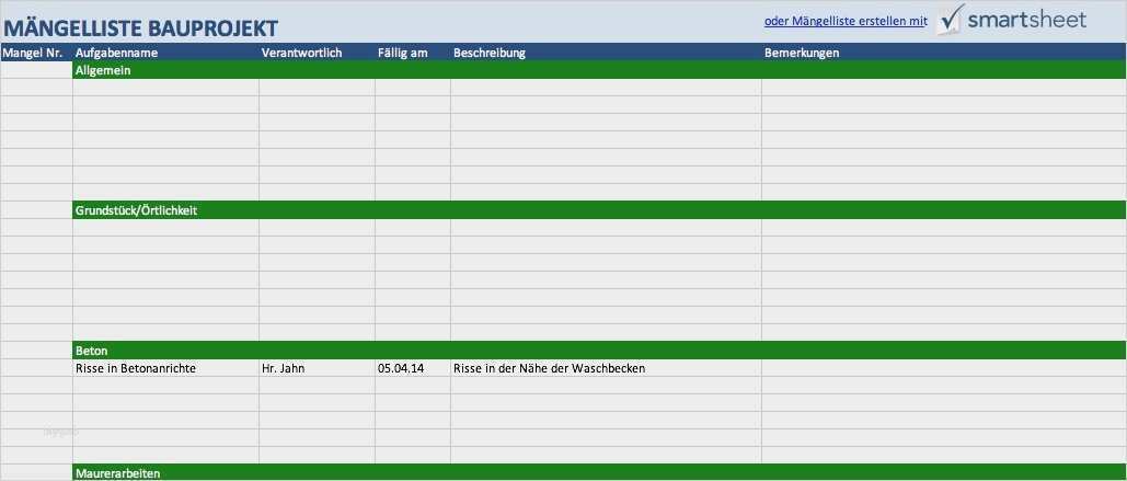 Mängelliste Vorlage Excel Luxus Kostenlose Excel Vorlagen