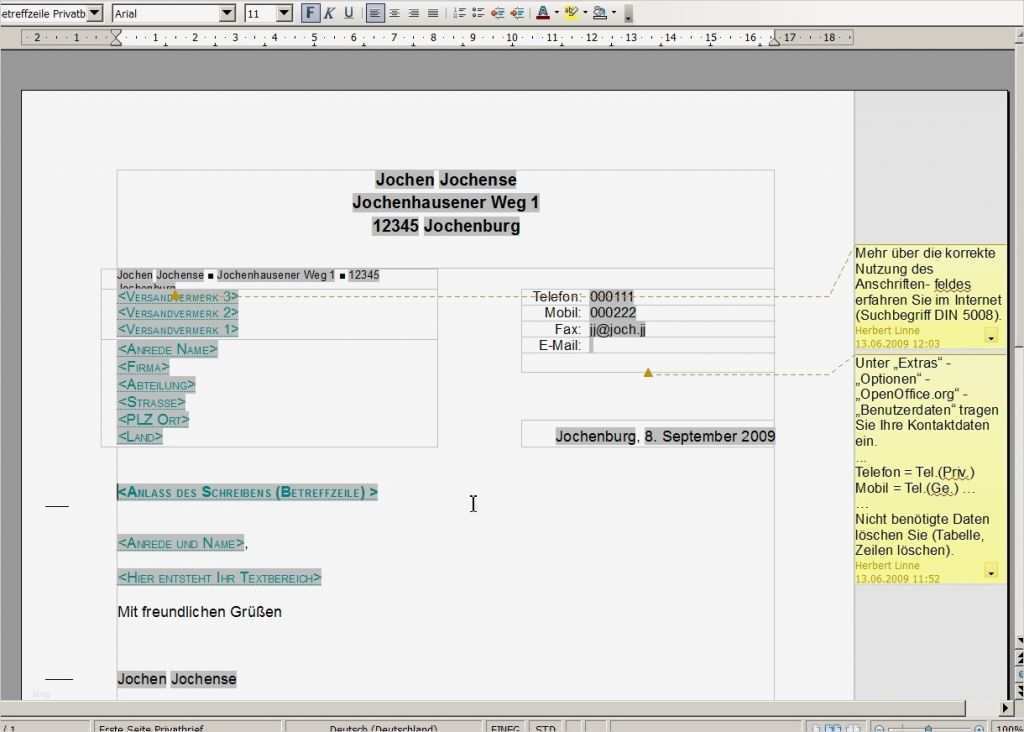 Manuskript Vorlage Openoffice Schönste Anleitung Privaten Brief Per