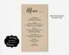 Menü Vorlage Erstaunlich Printable Wedding Menu Template Kraft Wedding Menu