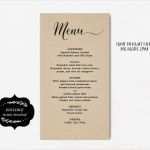 Menü Vorlage Erstaunlich Printable Wedding Menu Template Kraft Wedding Menu