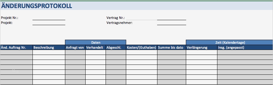 Kostenlose Excel Vorlagen für Bauprojektmanagement